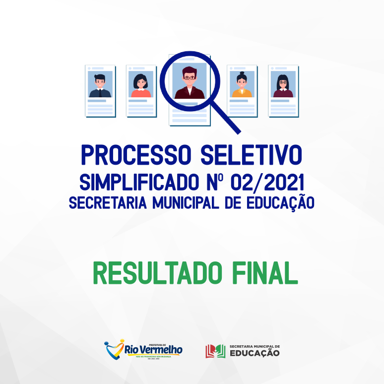 You are currently viewing RESULTADO FINAL – PROCESSO SELETIVO SIMPLIFICADO – EDITAL Nº 002/2021 – SEC. MUN. DE EDUCAÇÃO