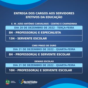 SECRETARIA DE EDUCAÇÃO FARÁ ENTREGA DE CARGOS AOS SERVIDORES EFETIVOS